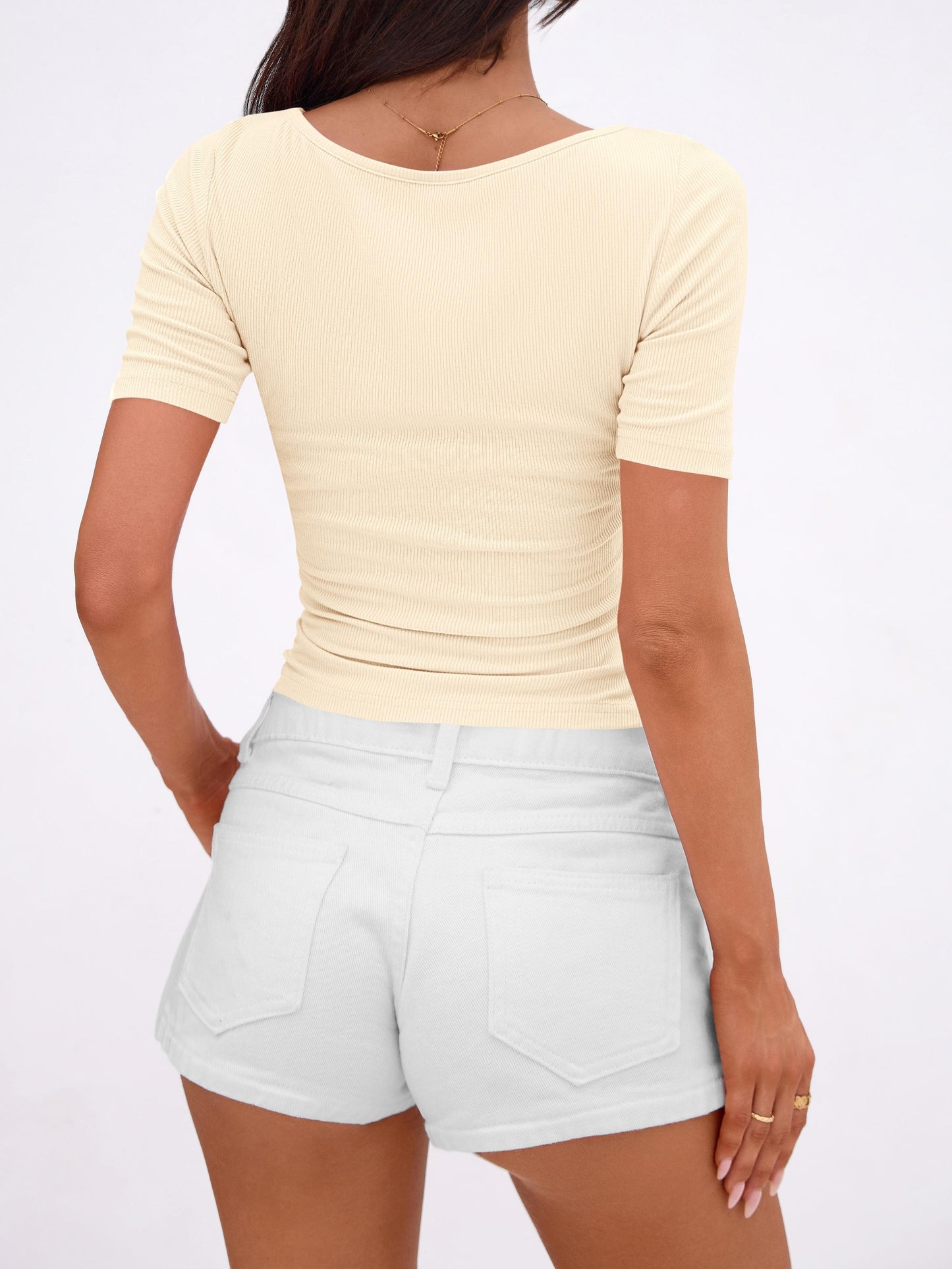 Women’s Basic Stretch Slim Fit Crew Neck T‑Shirt
