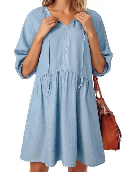 Women's Breezy Summer Denim V-Neck Dress