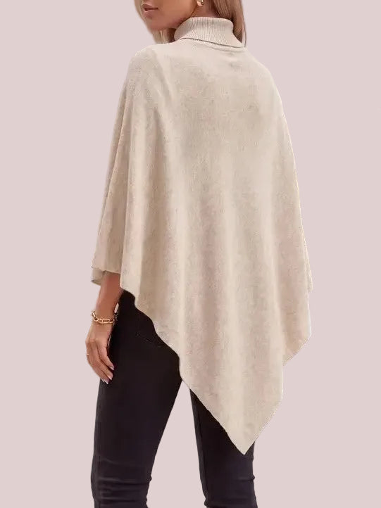 Women's Asymmetric Hem Knit Poncho Top