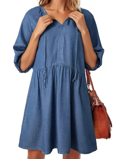 Women's Breezy Summer Denim V-Neck Dress