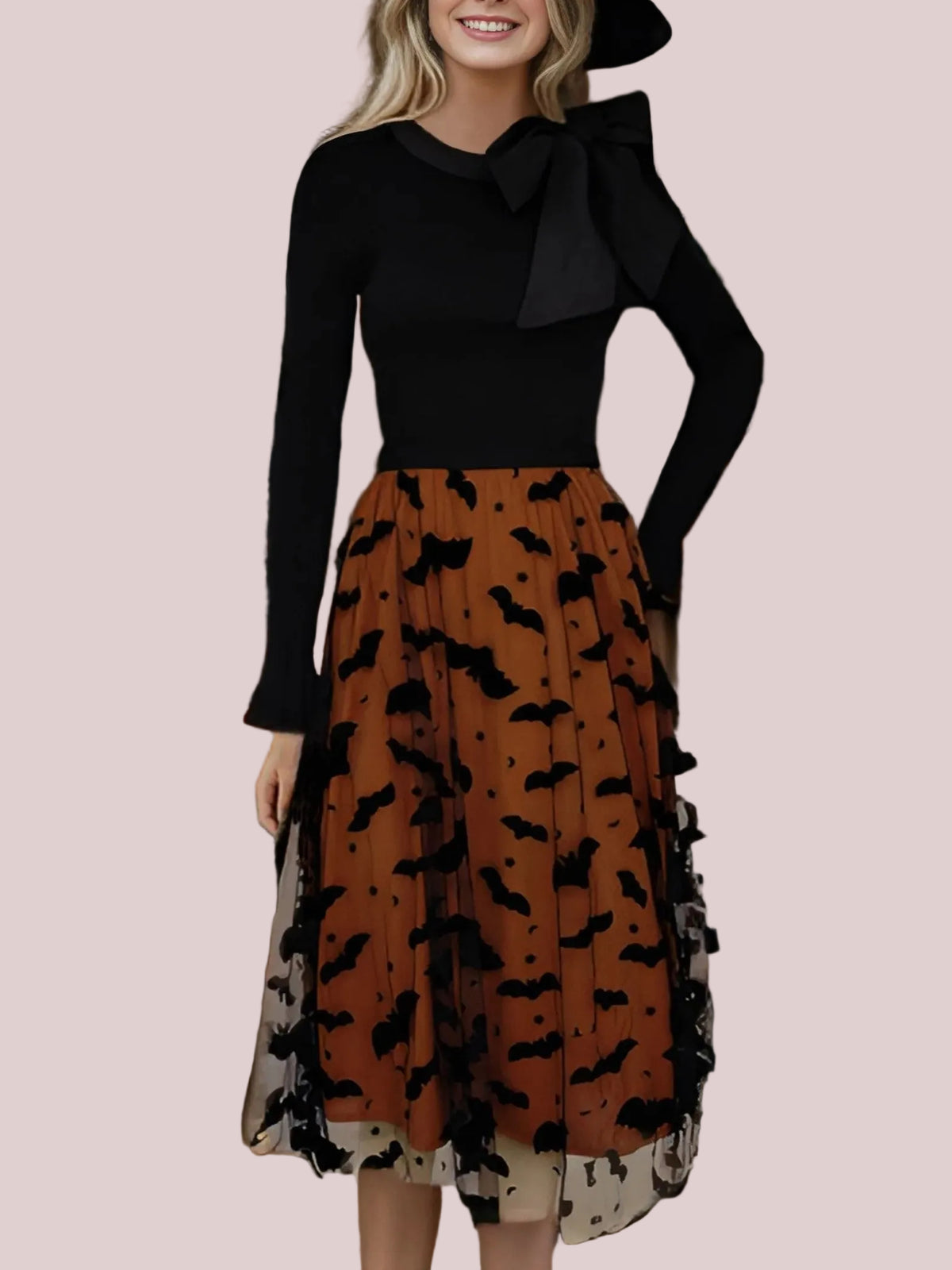 Women's Holiday Theme Print Midi Tulle Skirt