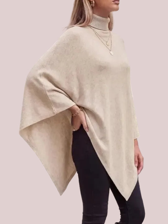 Women's Asymmetric Hem Knit Poncho Top