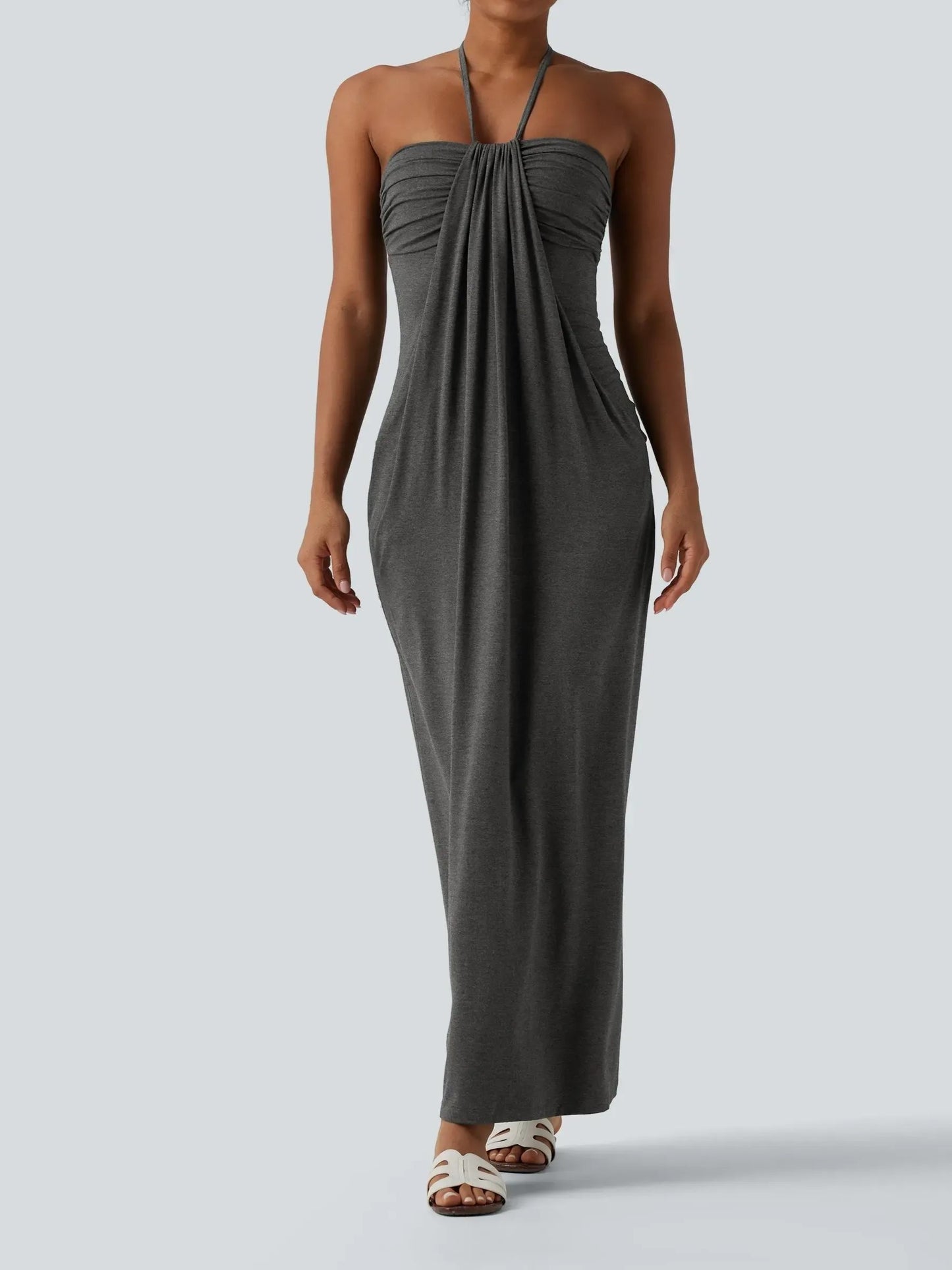 Women's Flowy Draped Halter Vacation Midi Dress