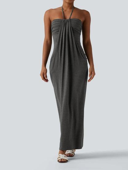 Women's Flowy Draped Halter Vacation Midi Dress