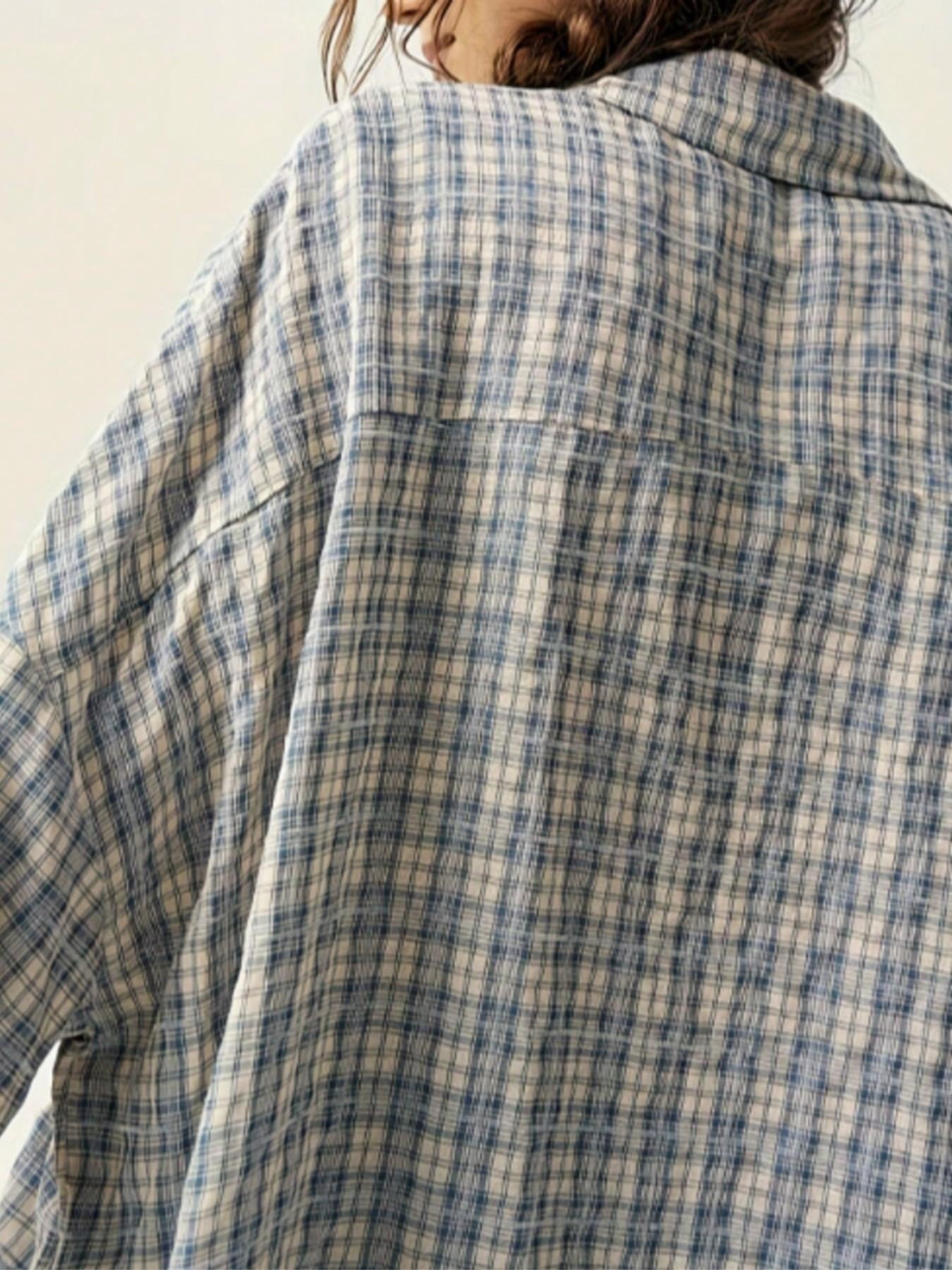 Women's Plaid Long Sleeve Button Down Shirt