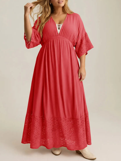 Women’s Boho Tie‑Back Lace Maxi Dress