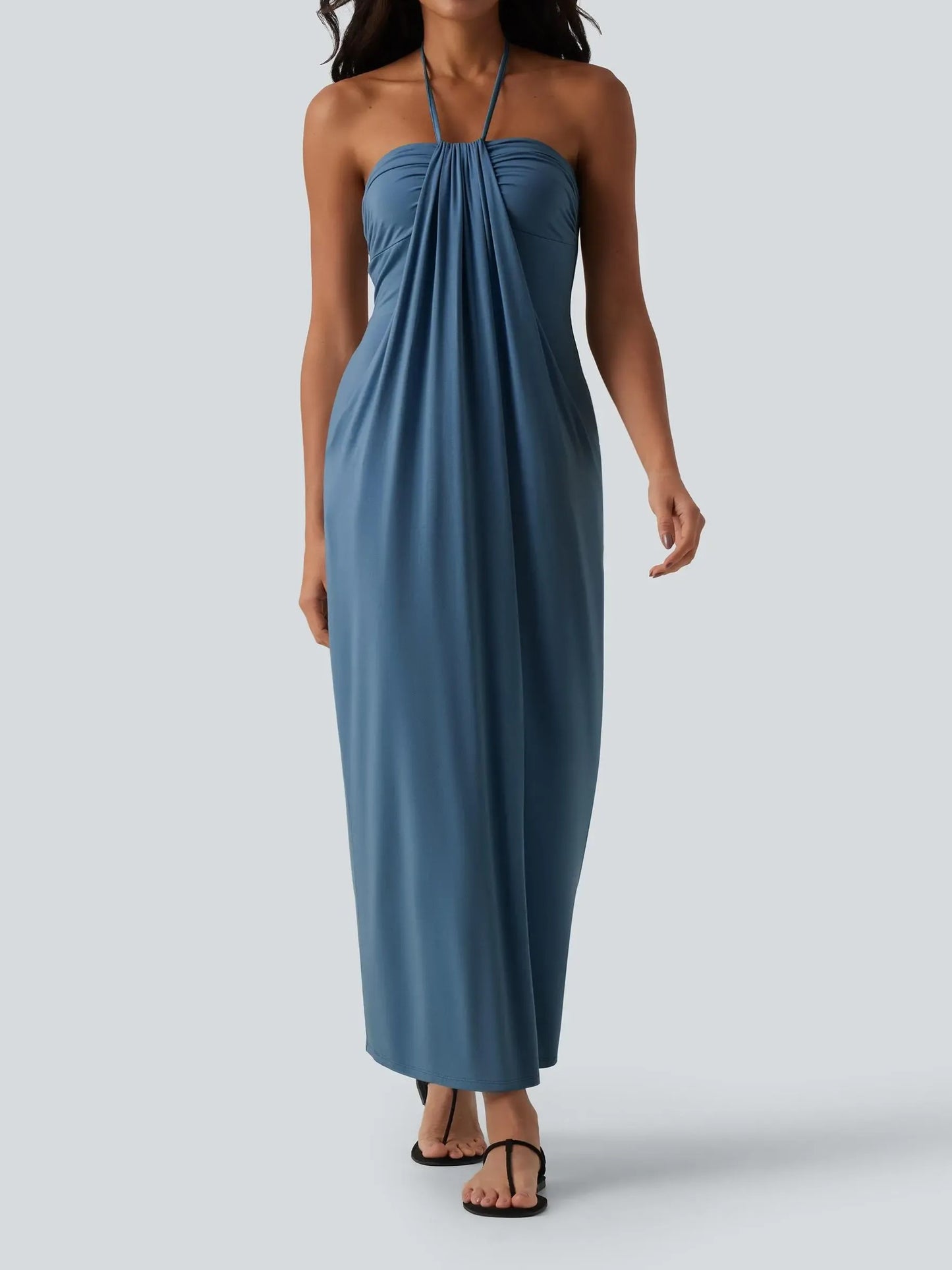 Women's Flowy Draped Halter Vacation Midi Dress