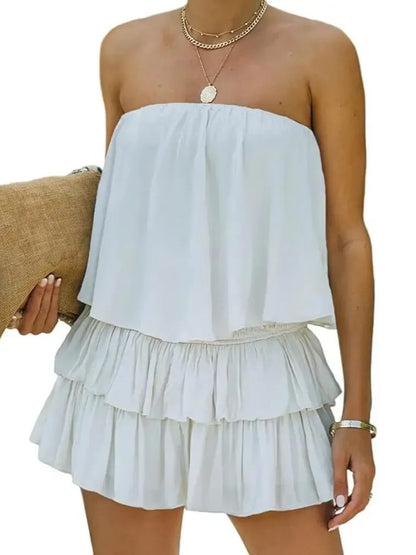 Women's Casual Chic Layered Off Shoulder Romper