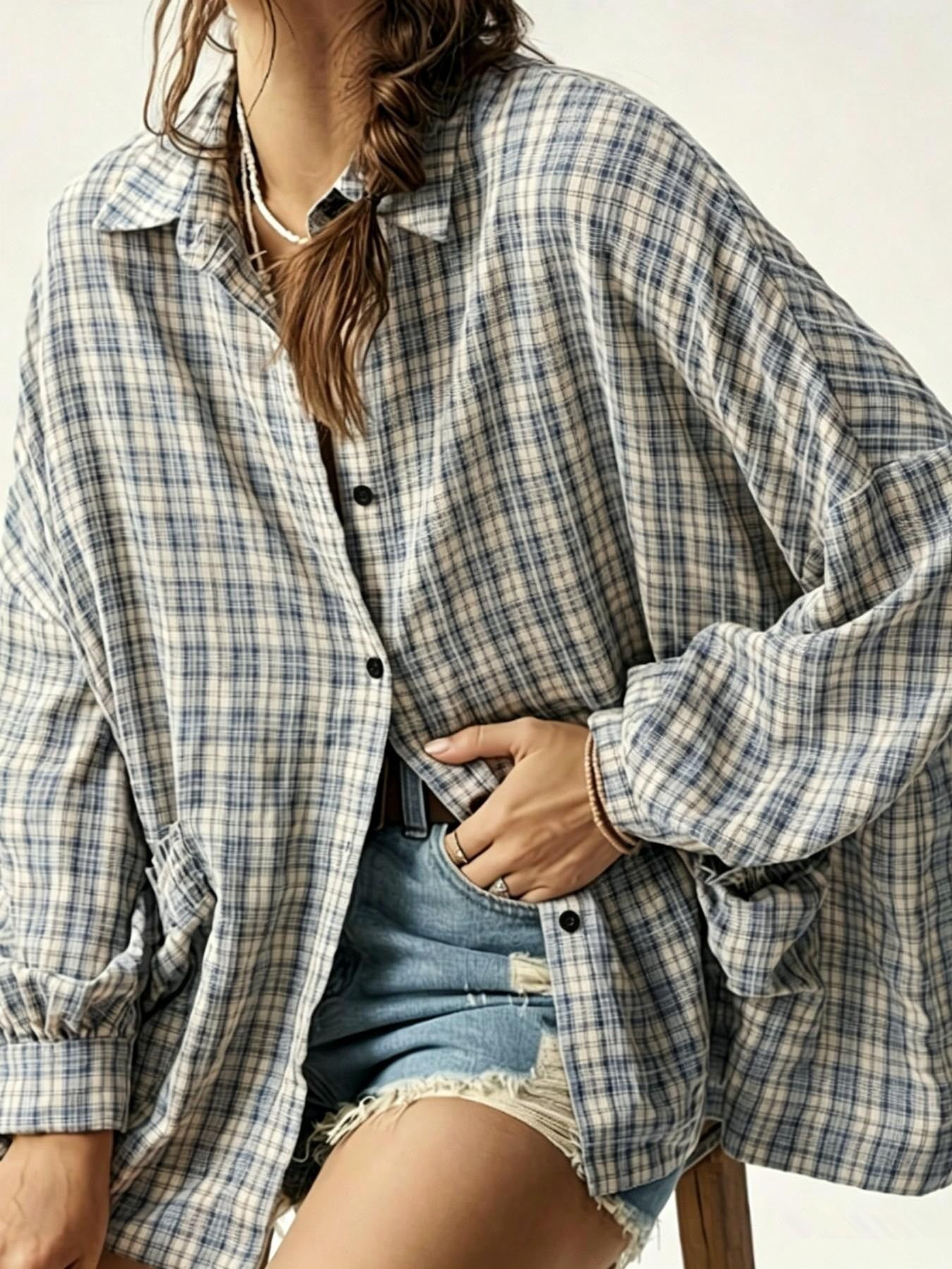 Women's Plaid Long Sleeve Button Down Shirt