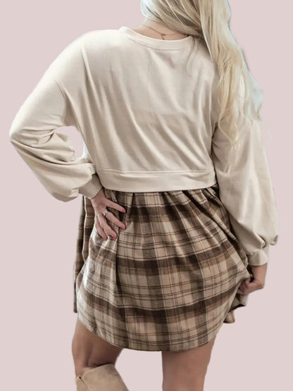 Women's Casual Layered Look Plaid Dress