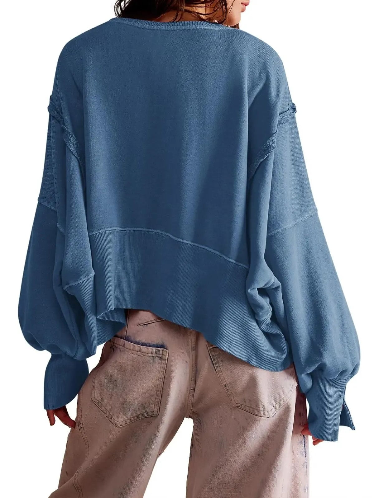 Women's Oversized Batwing‑Sleeve Cropped Sweatshirt