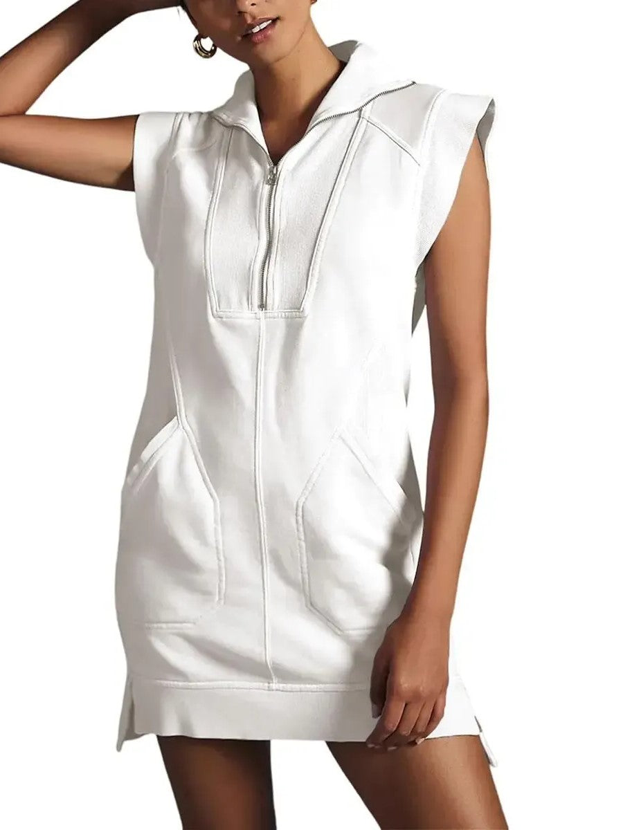 Women's Sporty Half-Zip Sleeveless Mini Dress