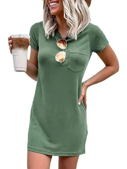 Women's Basic T-Shirt Dress with Pocket