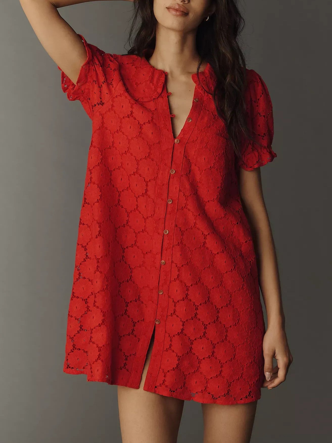Women's Vintage Eyelet Lace Short Summer Dress