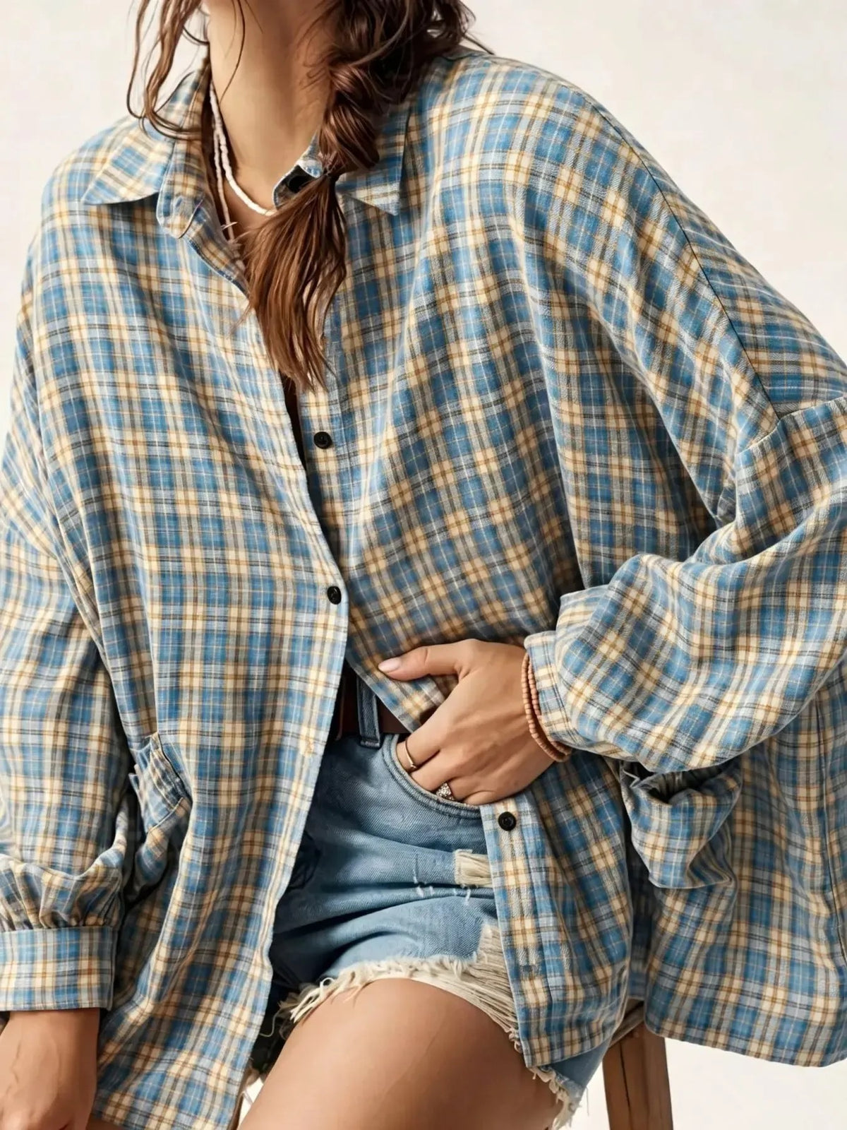 Women's Plaid Long Sleeve Button Down Shirt
