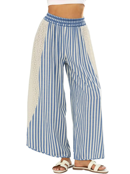 Women's Lace Breeze Striped Wide-Leg Pants