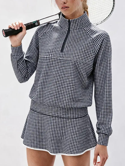 Women's Gingham Athletic Two Piece Skort Set