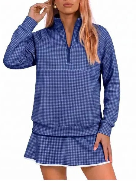 Women's Gingham Athletic Two Piece Skort Set
