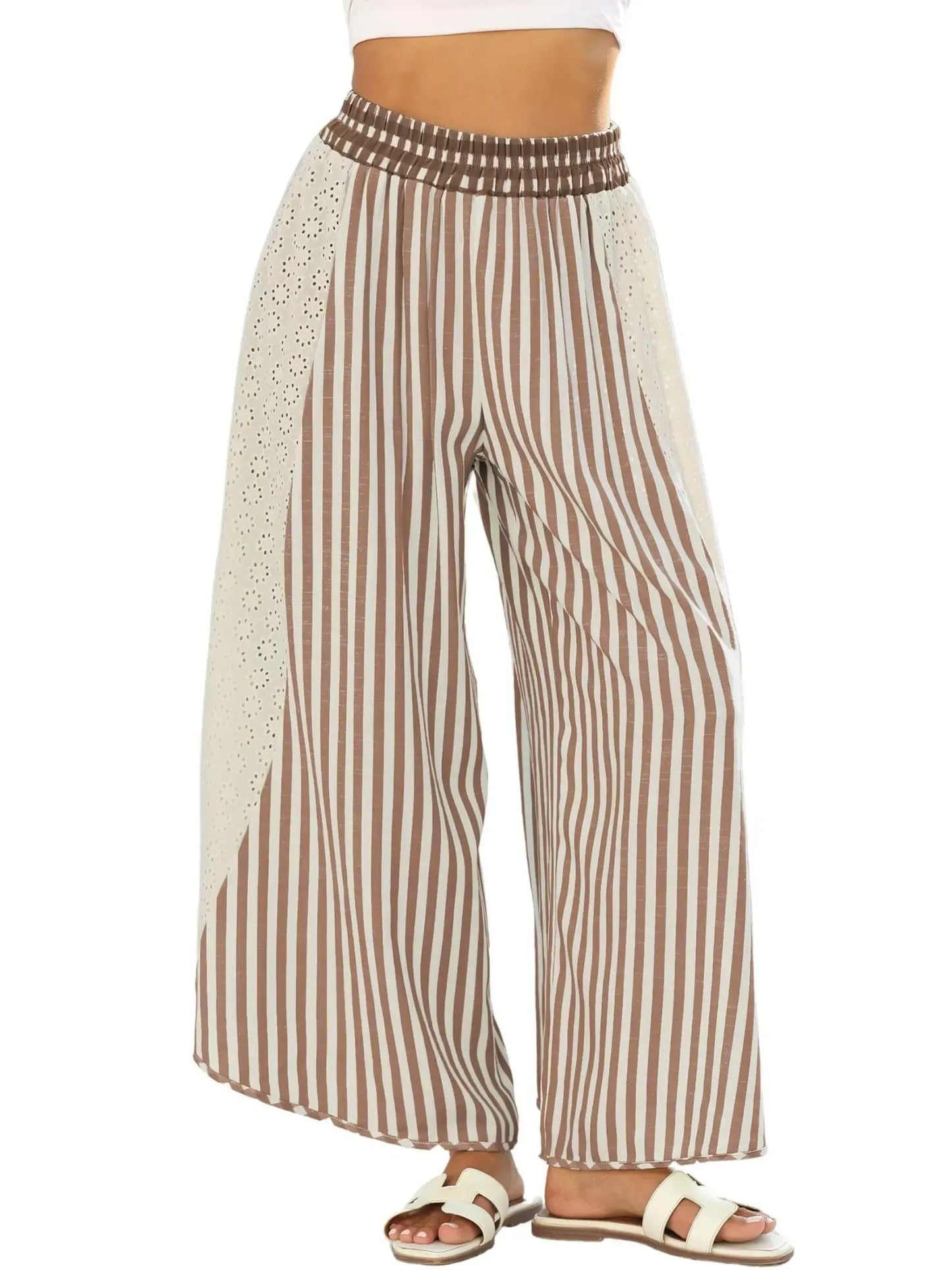 Women's Lace Breeze Striped Wide-Leg Pants