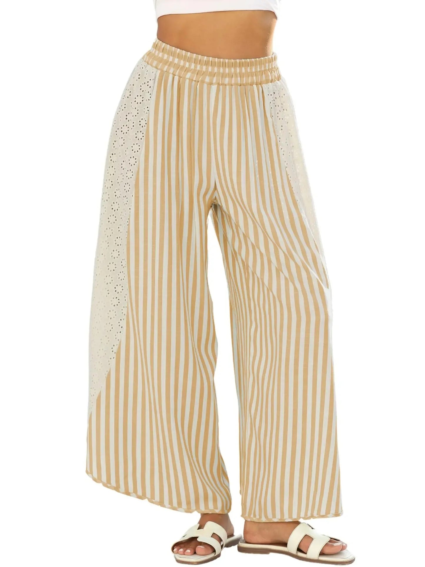 Women's Lace Breeze Striped Wide-Leg Pants