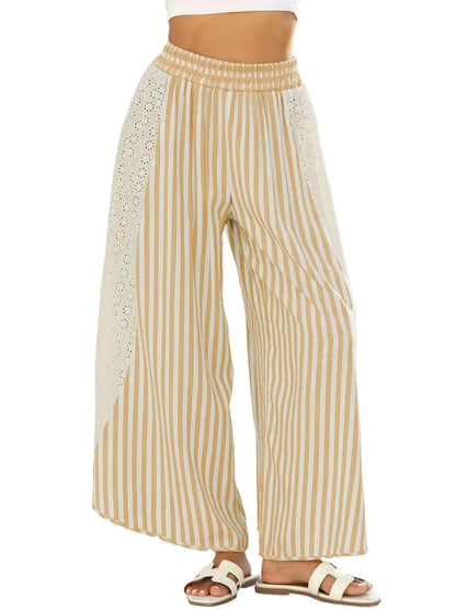 Women's Lace Breeze Striped Wide-Leg Pants