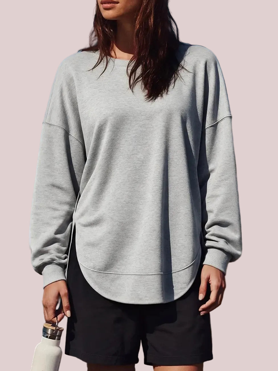 Women's Side Split Longline Crew Neck Sweatshirt