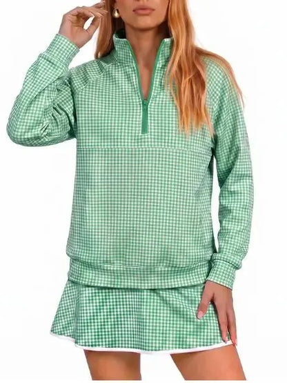 Women's Gingham Athletic Two Piece Skort Set