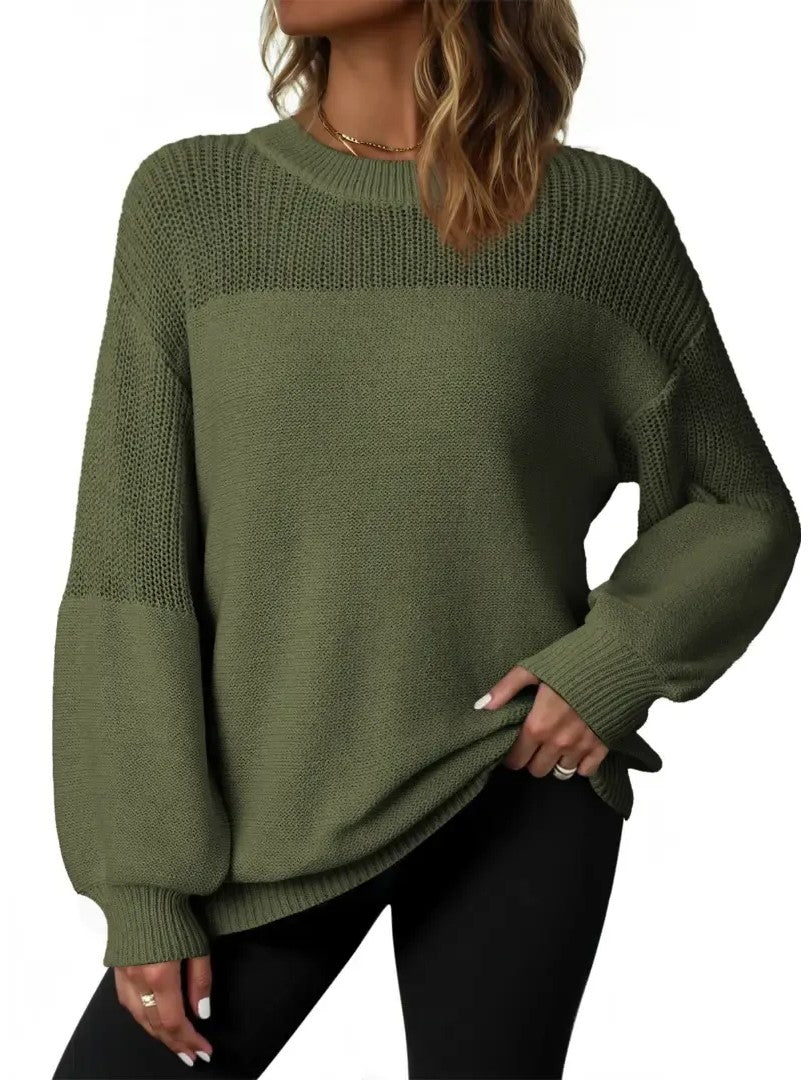 Women's Drop Shoulder Balloon Sleeve Sweater