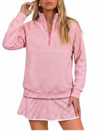 Women's Gingham Athletic Two Piece Skort Set