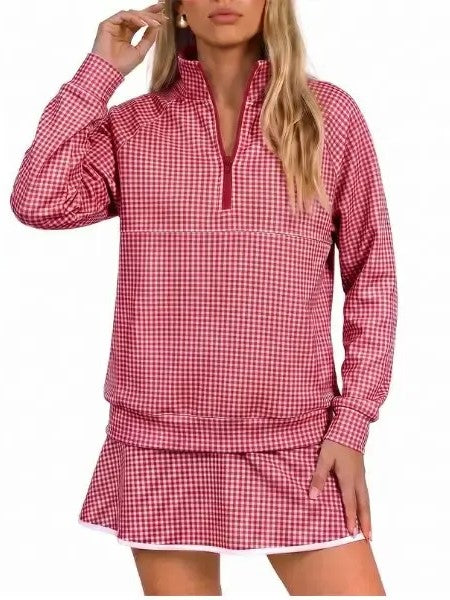 Women's Gingham Athletic Two Piece Skort Set