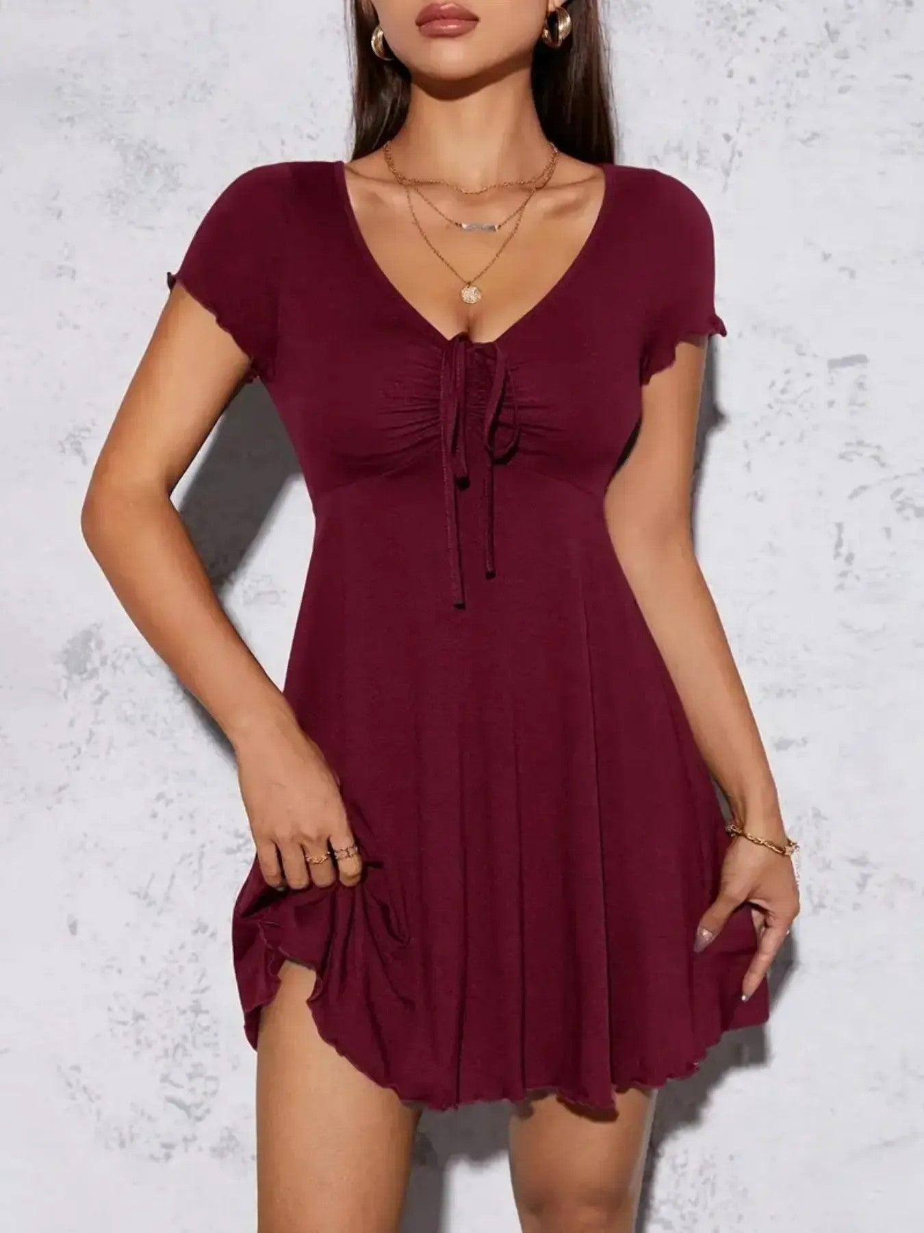 Women's Stretch V Neck Slim Dress