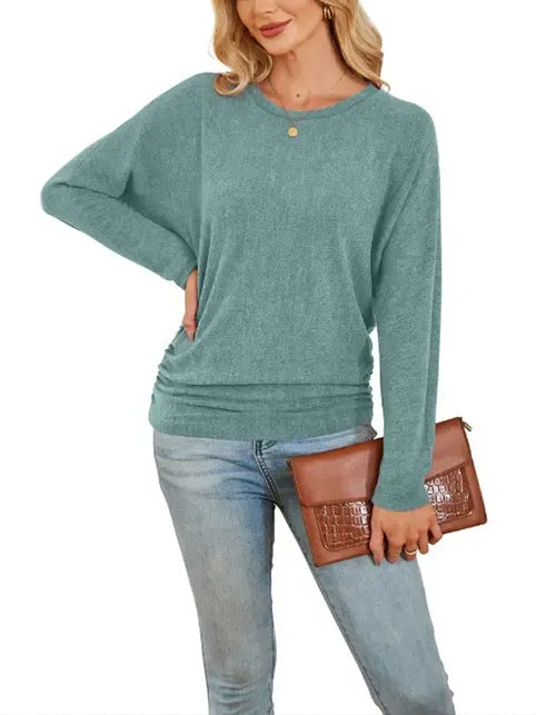Women's Fall Ruched Hem Lightweight Sweaters