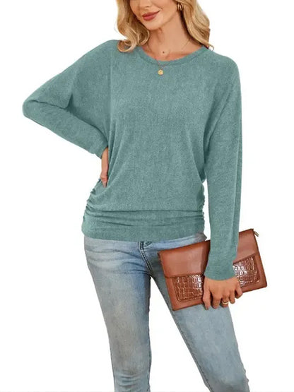 Women's Fall Ruched Hem Lightweight Sweaters