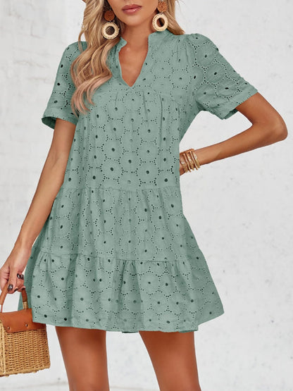 Women's Summer Eyelet Casual Flowy Babydoll Dresses
