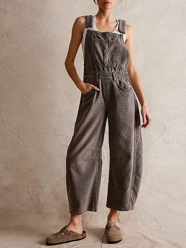 Women's Autumn Vintage Loose‑Fit Denim Overalls