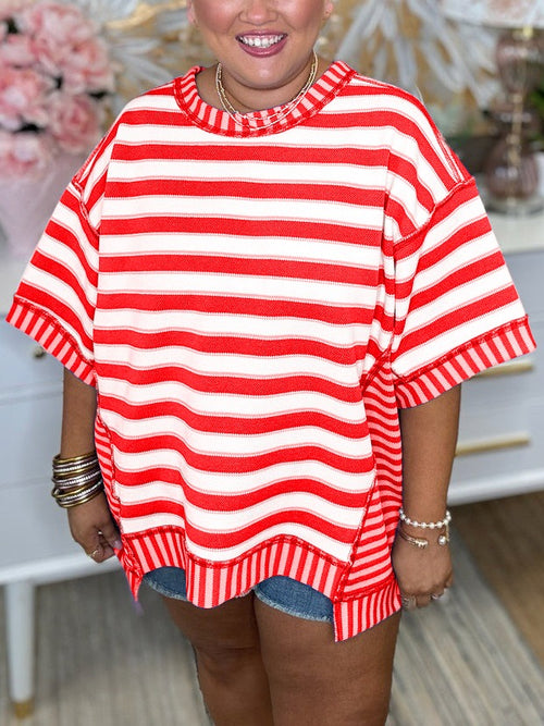 Women's Contrast Striped Short Sleeve Tee