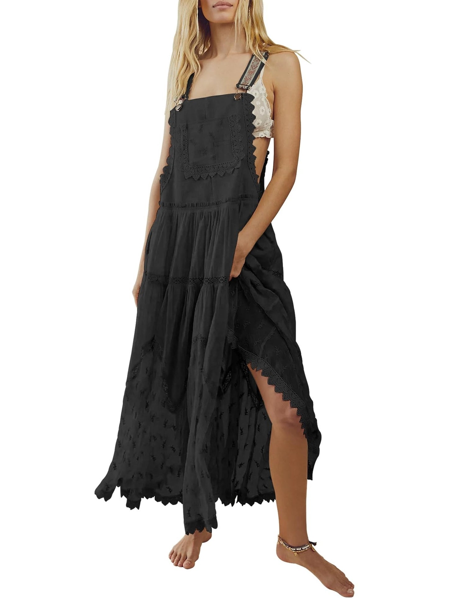 Women's Boho Lace Overall Maxi Dress