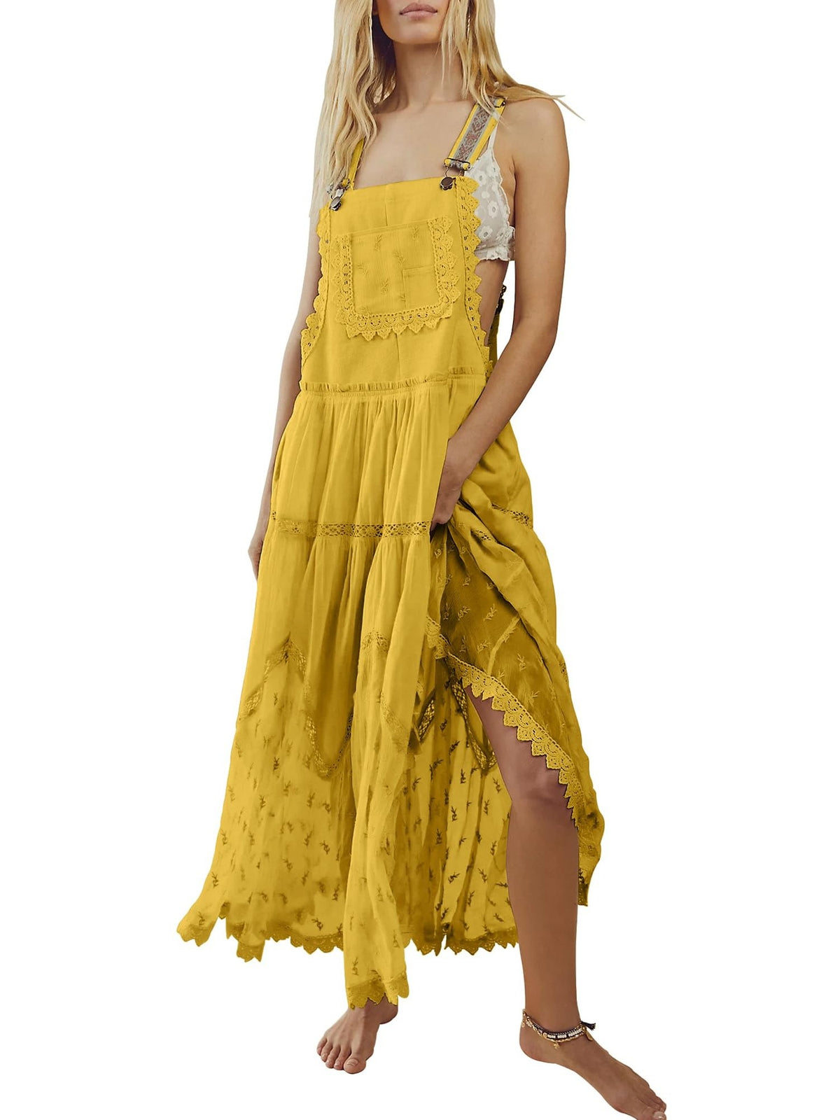 Women's Boho Lace Overall Maxi Dress