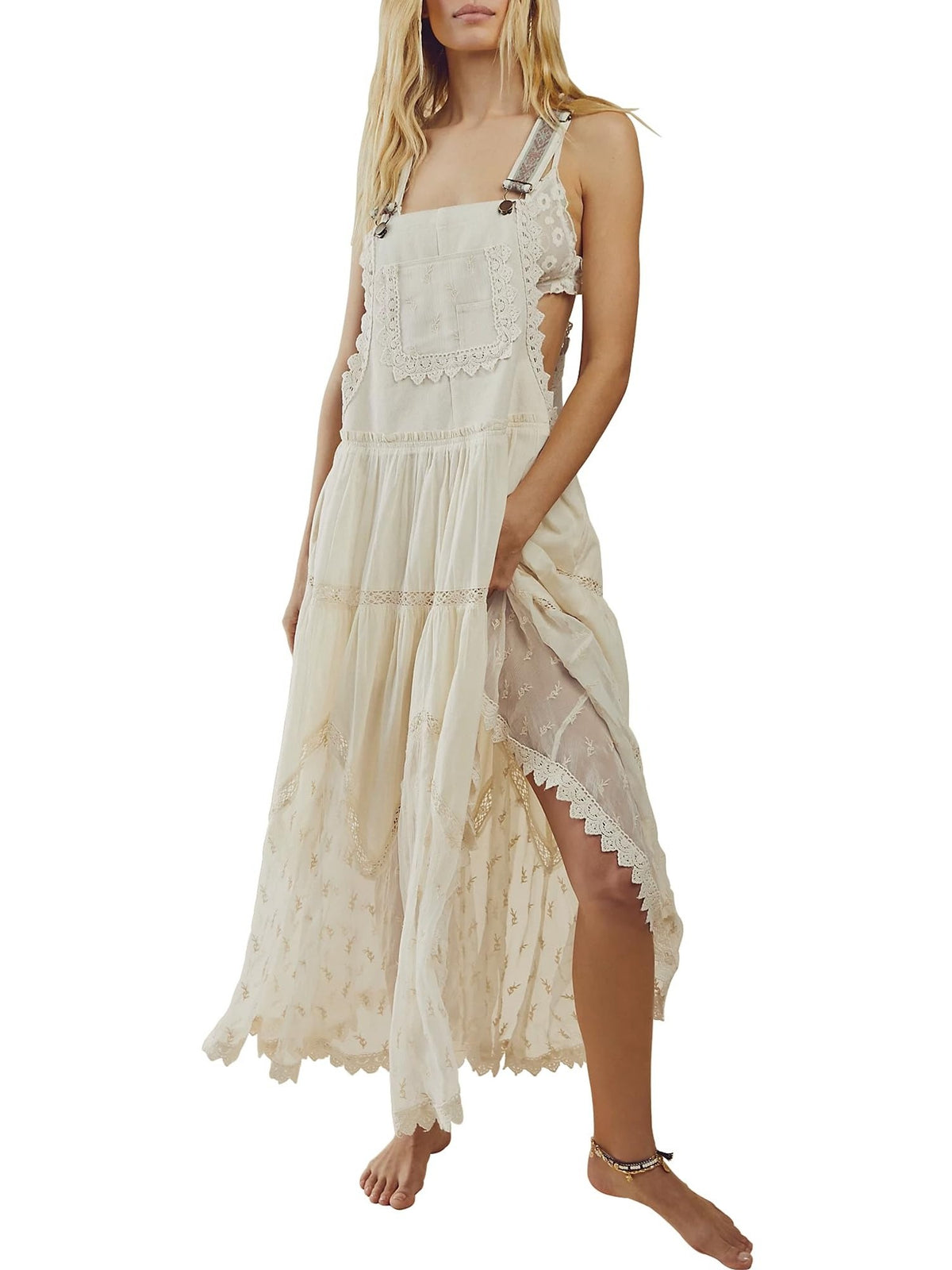 Women's Boho Lace Overall Maxi Dress