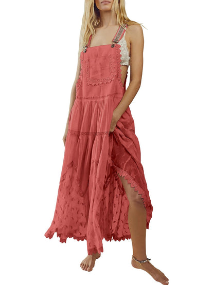 Women's Boho Lace Overall Maxi Dress