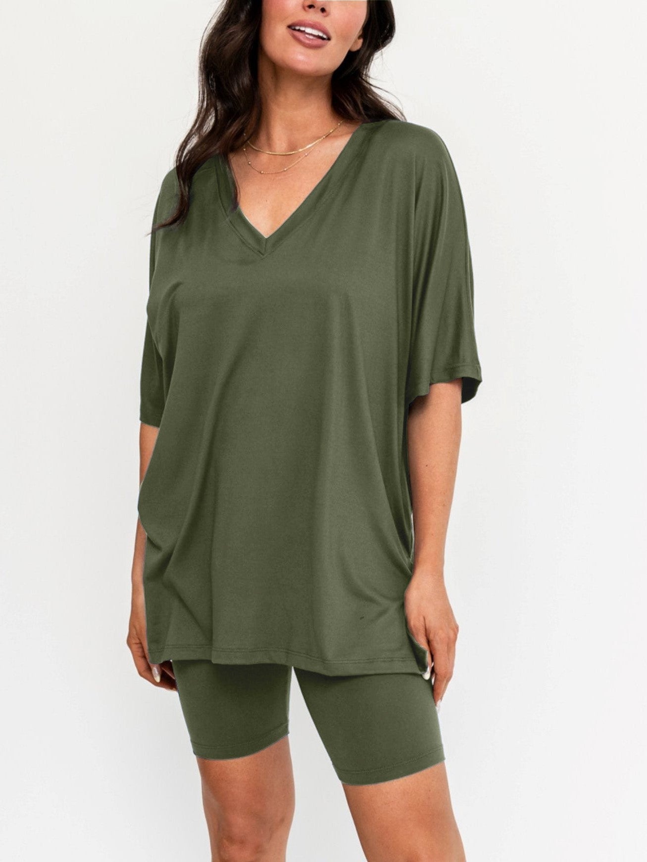 Women's Loose Dolman Short Sleeve Matching Set