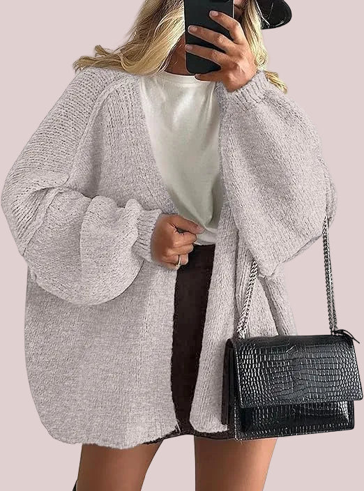 Women Oversized Open Front Knit Cardigan