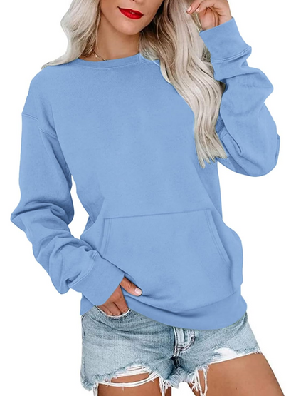 Women's Drop Shoulder Kangaroo Pocket Casual Sweatshirt
