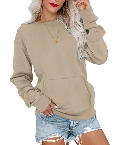 Women's Drop Shoulder Kangaroo Pocket Casual Sweatshirt