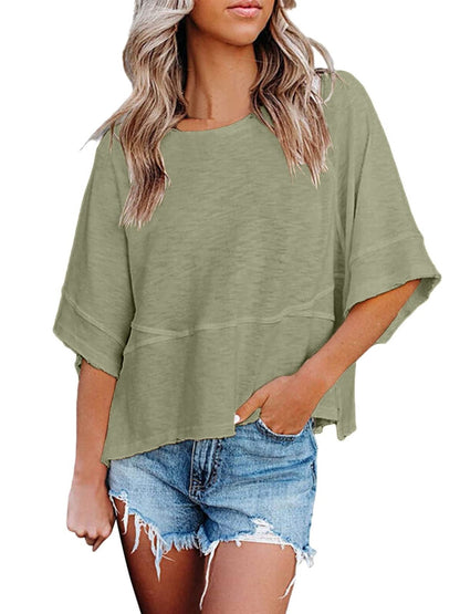 Women's Slouchy Crew Neck Short Sleeve T-Shirt