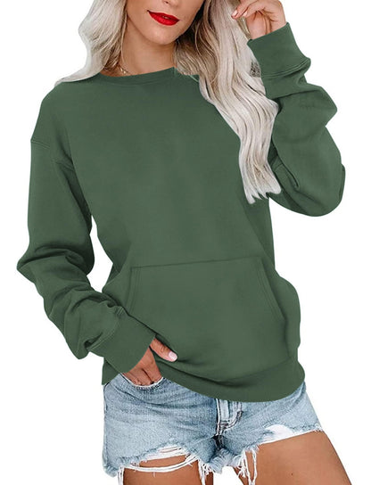 Women's Drop Shoulder Kangaroo Pocket Casual Sweatshirt