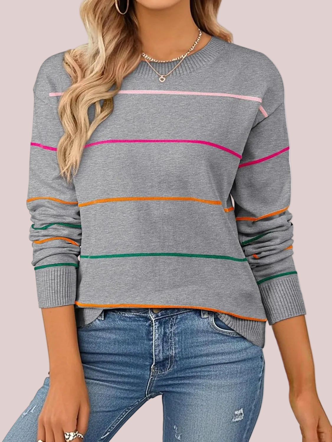 Women's Casual Striped Knit Sweater