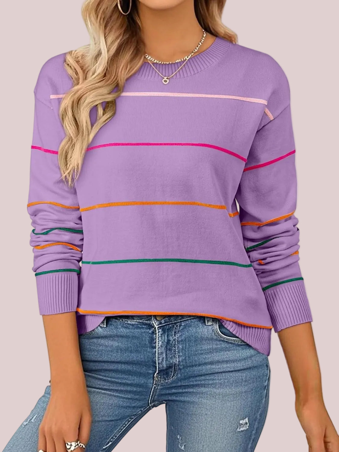 Women's Casual Striped Knit Sweater