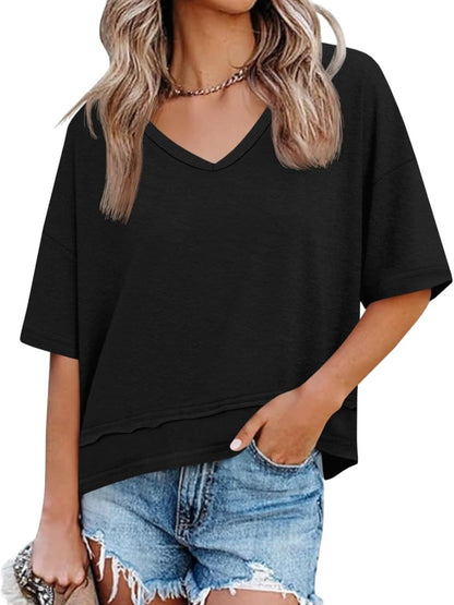 Women's Summer Basic Loose V-Neck Tees