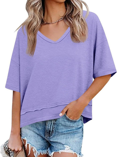 Women's Summer Basic Loose V-Neck Tees